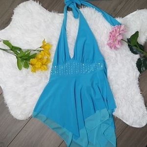 Sexy Blue Sparkle Halter Top